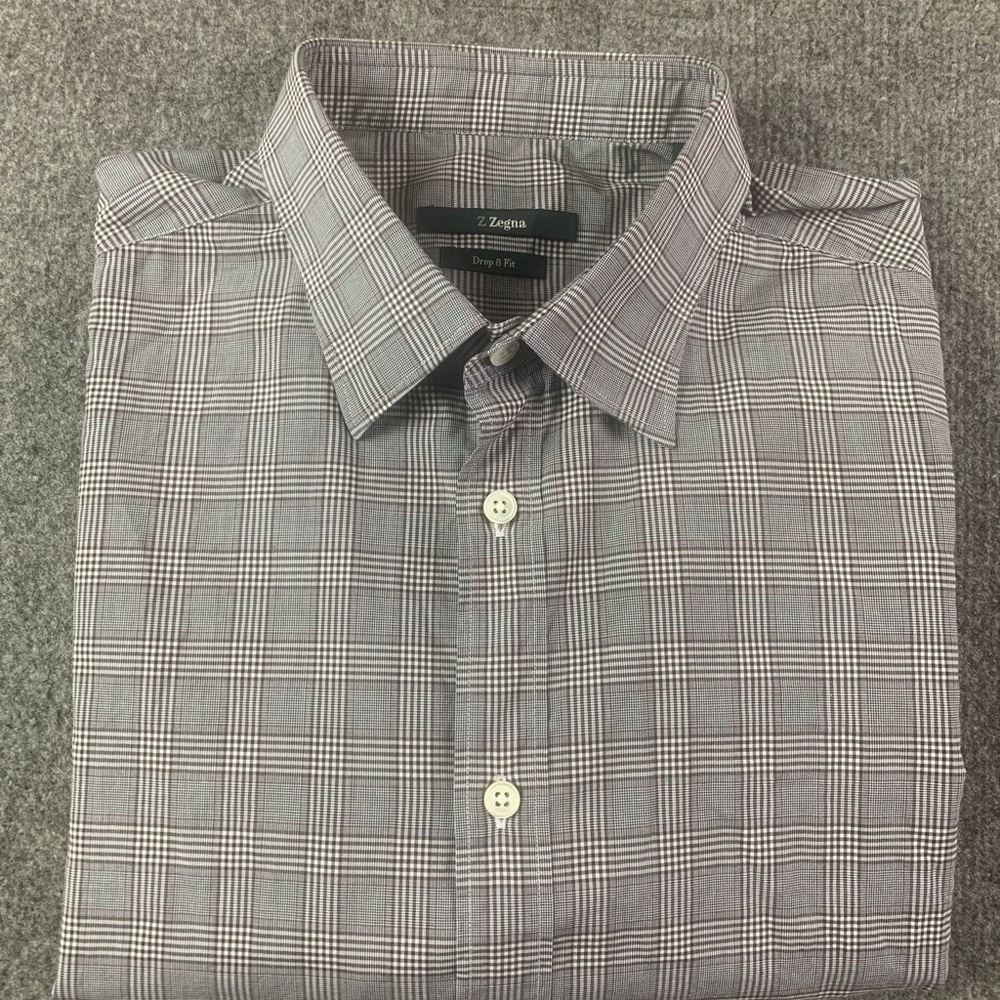 Z Zegna 8 Drop Fit Mens 100% Cotton Long Sleeve Dress Shirt Size XL Gray